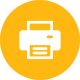 Printer icon on yellow circular background.
