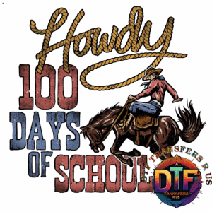 Howdy 100 Days of School cowboy design.