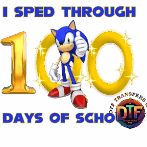 Sonic celebrating 100 days of school.