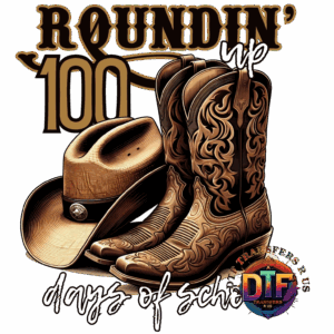 Cowboy hat and boots, "Roundin' Up 100.