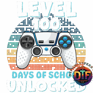 Level 100: School milestone with game controller.