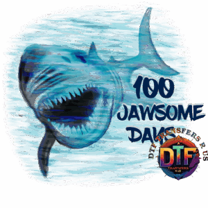 Shark with "100 Jawsome Days" text.
