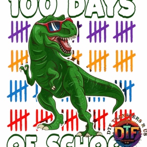 Dinosaur celebrating 100 days of school.