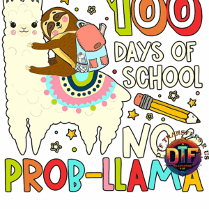 Llama and sloth celebrating 100 school days.