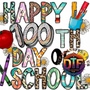 Colorful Happy 100th Day of School design.