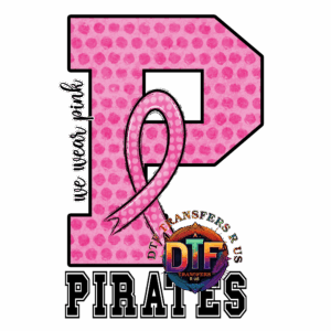 Pink letter "P" with breast cancer ribbon.
