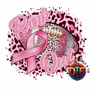 Pink Out design with ribbon and football.
