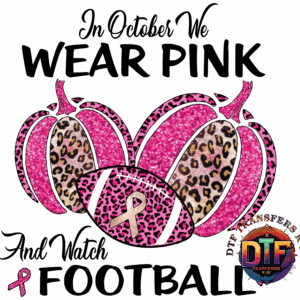 Pink pumpkins and football with leopard print.