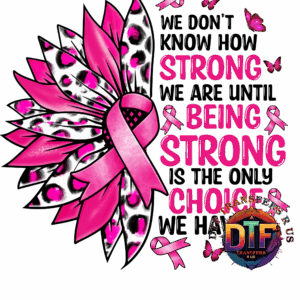 Pink ribbon with feathers and butterflies.