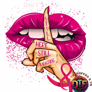 Pink lips and hand with motivational text.
