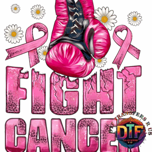 Pink boxing glove with "Fight Cancer" text.