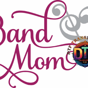 Band Mom" text with musical symbols.