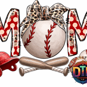 Baseball mom design with leopard print accents.