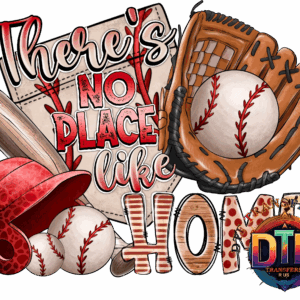 Baseball-themed design with equipment and text.