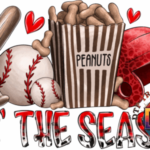 Baseball season theme with bats and peanuts.