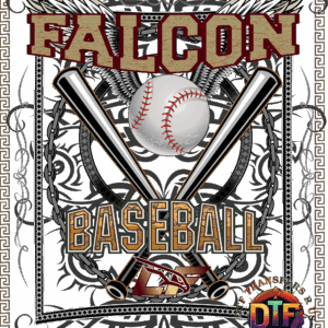 Falcon Baseball logo with bats and wings.