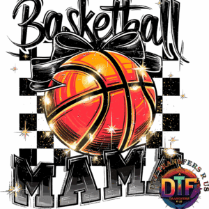 Basketball with bow and "Basketball Mama" text.