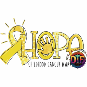 Yellow ribbon with "Hope" and handprint.