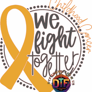 Gold ribbon, "We Fight Together" text graphic.