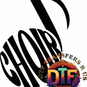 Colorful "DTF Transfers R Us" logo design.