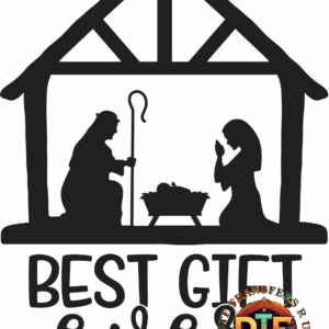 Nativity scene silhouette with "Best Gift Ever".