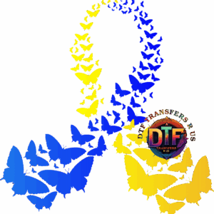 Blue and yellow butterfly ribbon design.