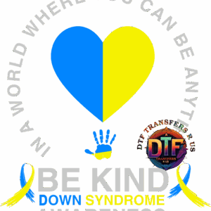 Be Kind Down Syndrome Awareness heart design.