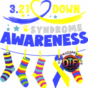 Down Syndrome Awareness, colorful socks and ribbon.