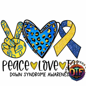 Peace, love, support ribbon, colorful logo.