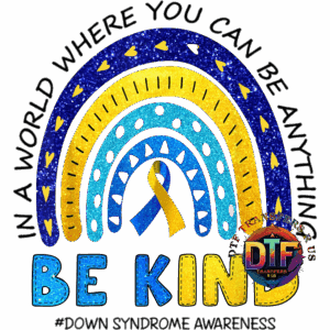Be Kind text with colorful rainbow design.