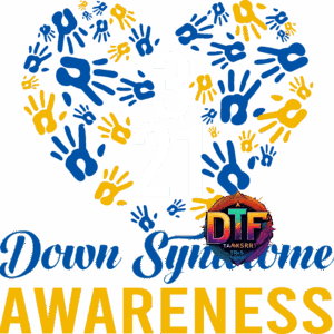 Down Syndrome Awareness graphic with handprints.
