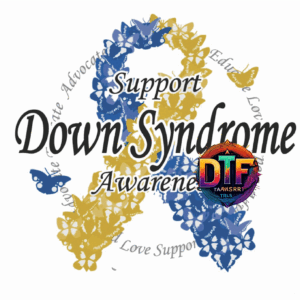 Butterfly ribbon for Down Syndrome awareness support.