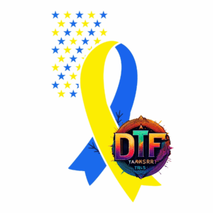 Yellow and blue ribbon with stars design.