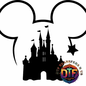 Colorful "DTF Transfers R Us" logo design.