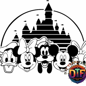 Colorful DTF Transfers R Us logo design.