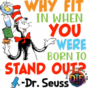 Cat in the Hat with motivational quote.