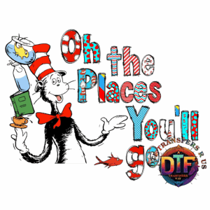 Cat in the Hat with colorful text.