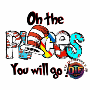 Colorful text with hats and logo design.