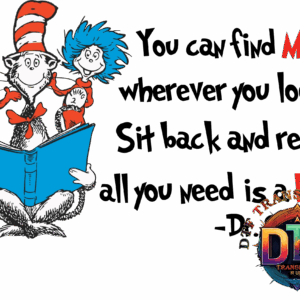 Cat reading book with three creatures.