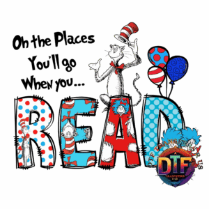 Cat in the Hat themed "READ" design.