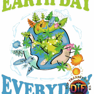 Earth Day Everyday with floral globe illustration.