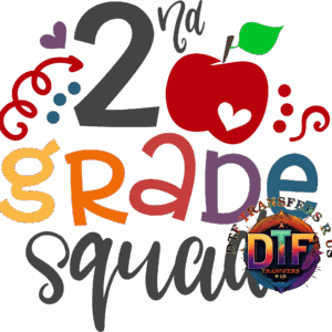 Colorful 2nd grade squad design with apple.