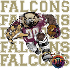 Falcon mascot playing basketball, dynamic pose.
