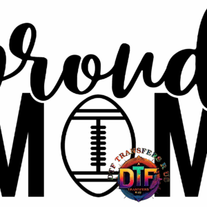 Colorful DTF logo with black background.