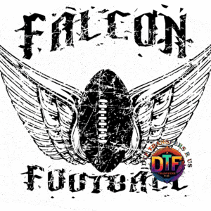 Grunge wings with colorful DTF logo.