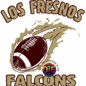 Los Fresnos Falcons logo with football graphic.
