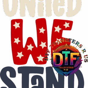United We Stand text with stars design.